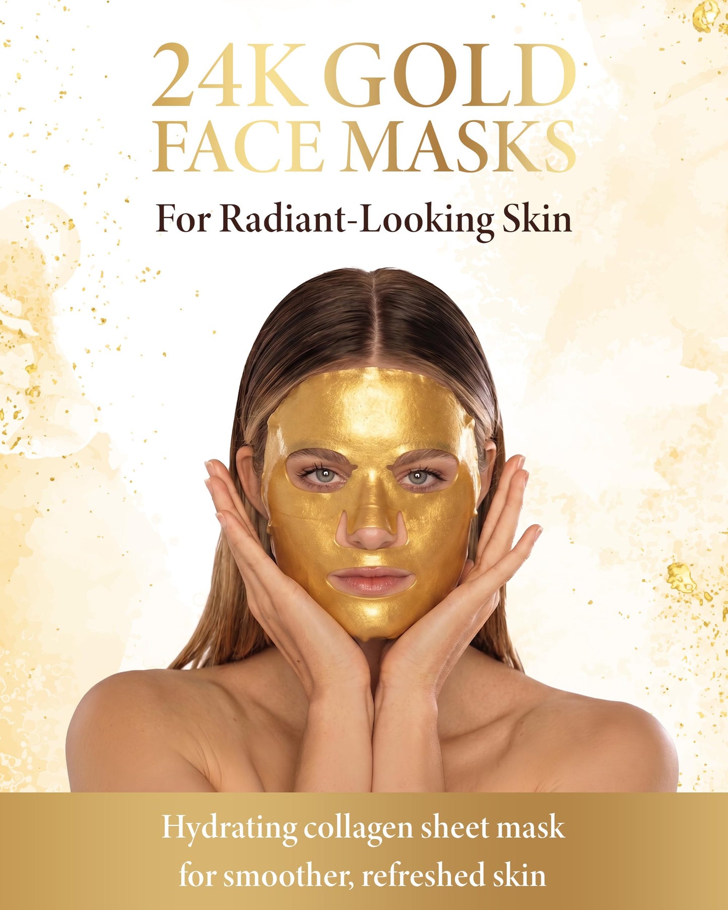 AICHUN BEAUTY 24K Gold Face Mask - Collagen Gel Face Mask Sheet Patch to Reduce the Look of Fine Lines & Wrinkles - Hydrating Face Gel Mask for All Beauty & Personal Care AICHUN BEAUTY