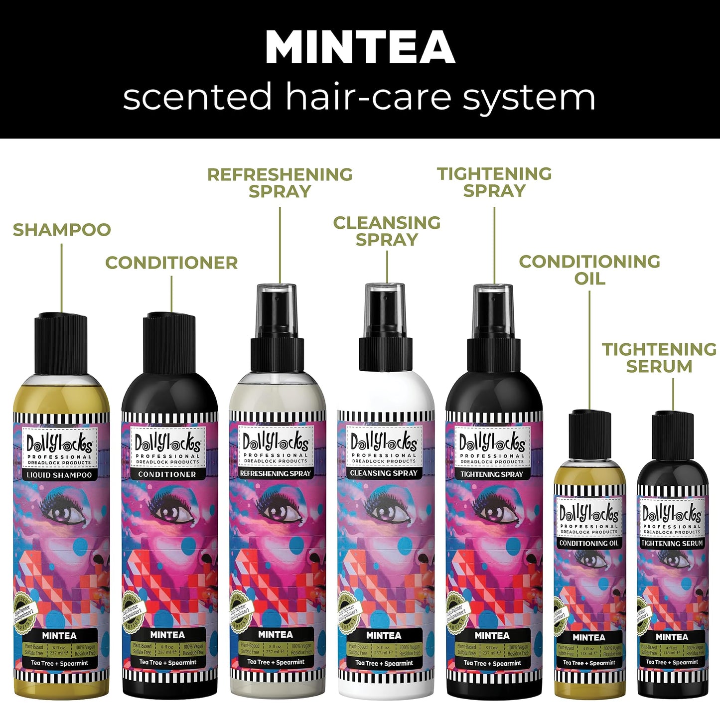 Dollylocks Refreshening Spray for Locs, Braids, Extensions, Dreadlocks | Tea Tree Spearmint | Plant-based, Residue-free, Sulfate-free | Refresh Beauty & Personal Care Dollylocks