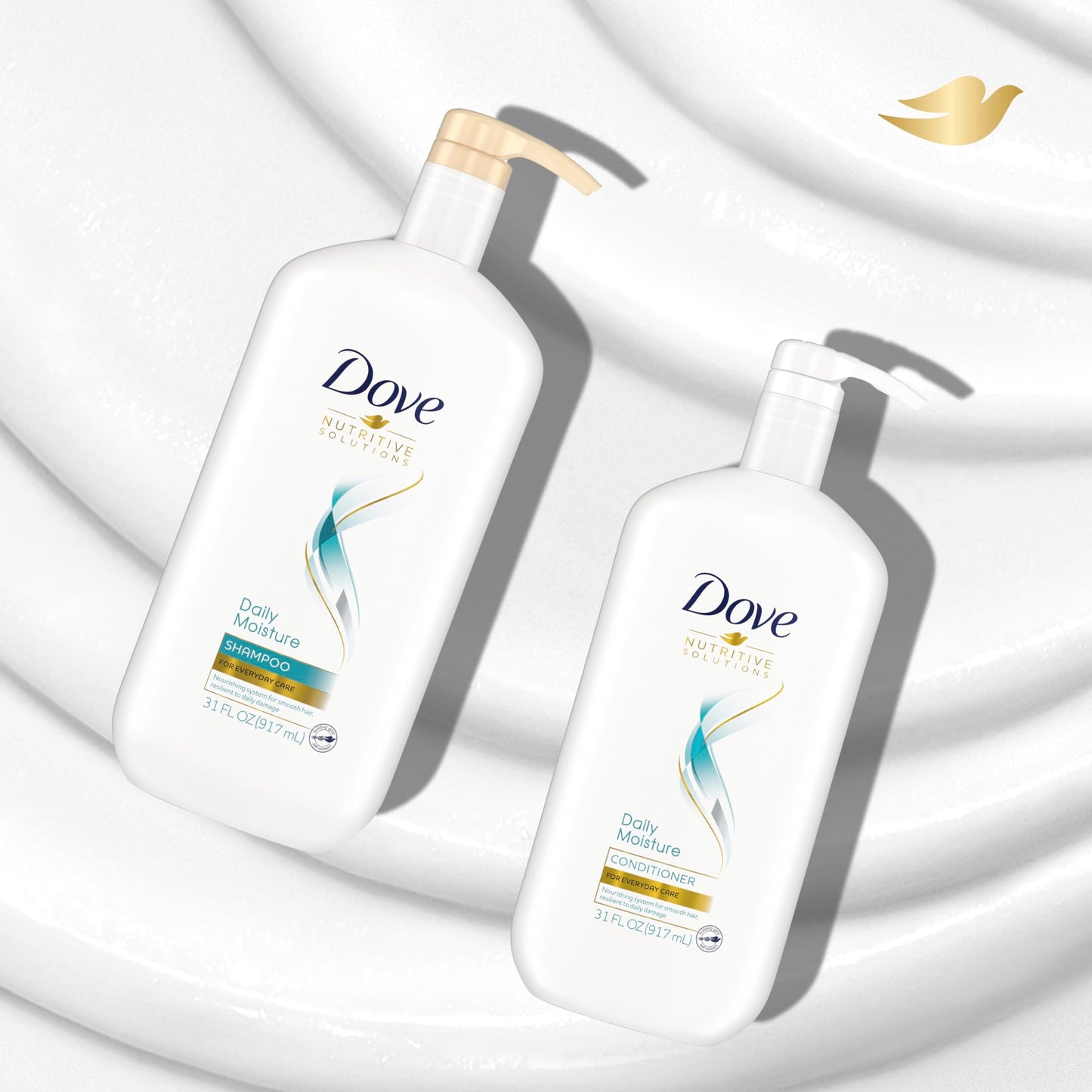 Dove Nutritive Solutions Moisturizing Shampoo and Conditioner with Pump Daily Moisture 2 Count for Dry Hair with Pro-Moisture Complex for Manageable Beauty & Personal Care Dove