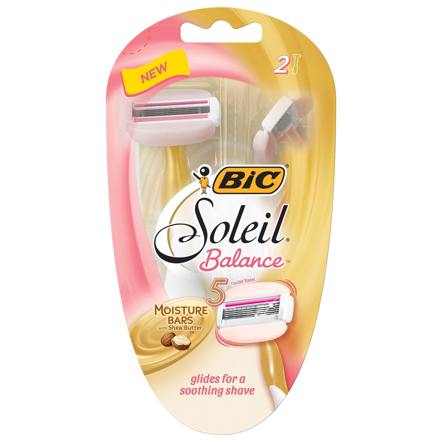 Bic Soleil Balance Razor For Women - Moisture Bars With Shea Butter - 2 Count Razors Per Package - Pack of 2 Packages Beauty & Personal Care BIC