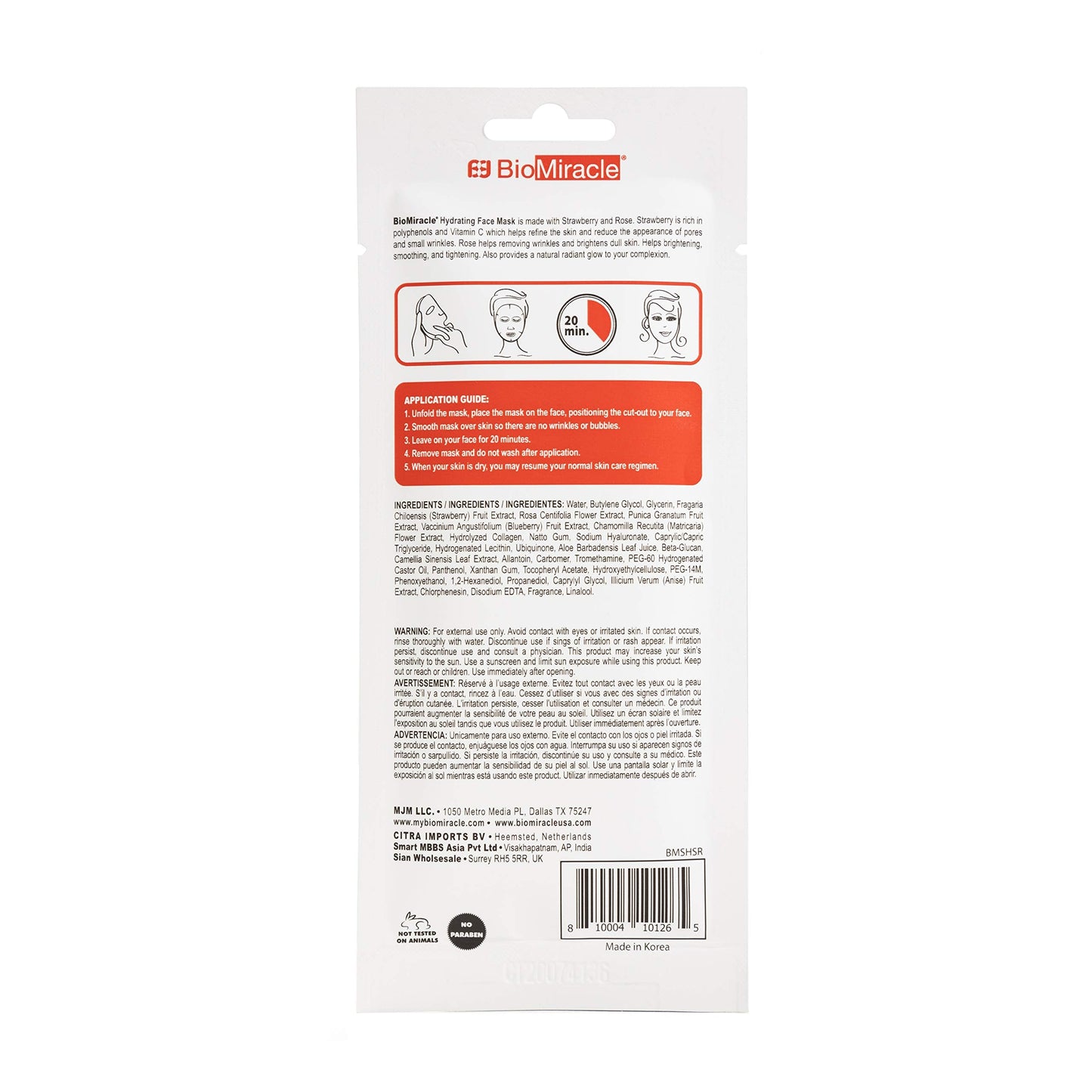 BioMiracle Hydrating, Natural Face Mask Sheet, with Strawberry and Rose, for Glowing, Revitalized, Moisturized Skin, Spa Treatment Mask (Pack of 5) Beauty & Personal Care BioMiracle