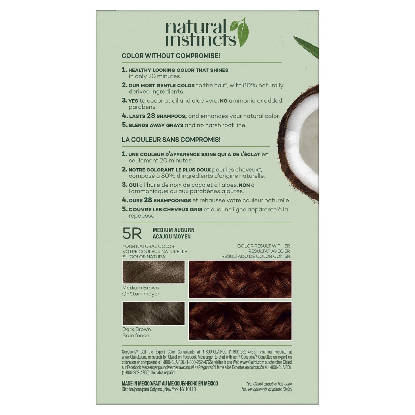Clairol Natural Instincts Hair Color, [5R] Medium Auburn 1 Each Beauty & Personal Care Clairol