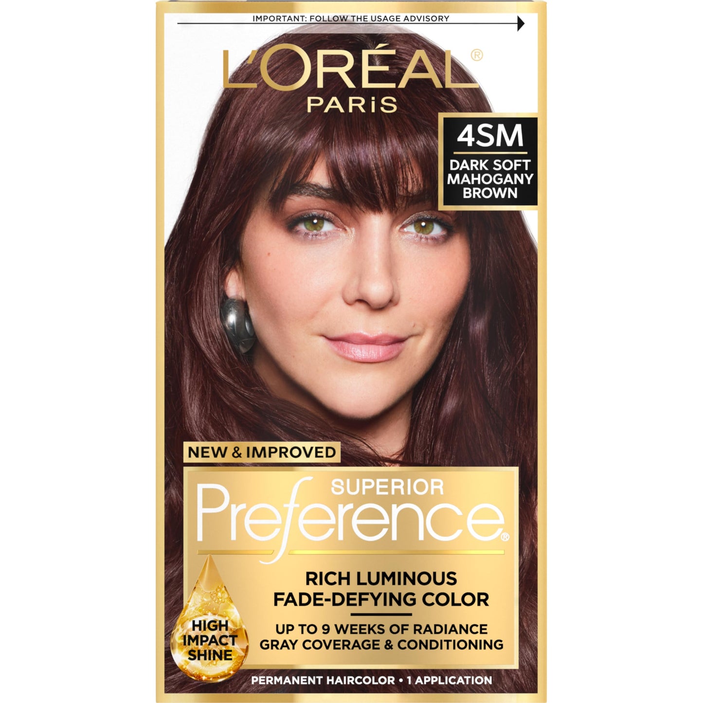 L'Oreal Paris Superior Preference Luminous Fade-Defying Permanent Hair Color, Hair Dye For Up to 9 Weeks of Radiance, Dark Soft Mahogany Brown 4SM, 1 Beauty & Personal Care L'Oreal Paris