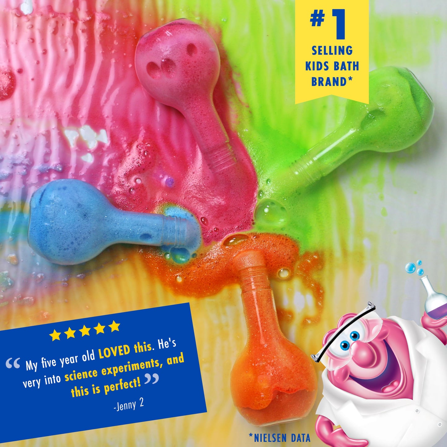 Mr. Bubble Kids Original Bath Bomb Potions - Colorful Fizzy Fun - Cool Foam and Bubble Science Beaker Bath Toys (Pack of 4) Beauty and Personal Care Mr. Bubble