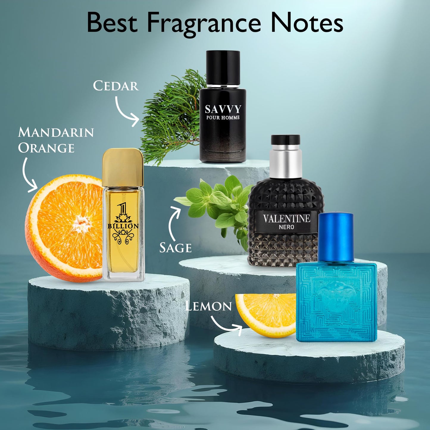 Signature Scent 4-Piece Mini Fragrance Set for Men Includes Savvy/1 Billion/Verse/Valentine Collection of Woody, Spicy, Citrus & Aromatic Fragrance Beauty & Personal Care NovoGlow