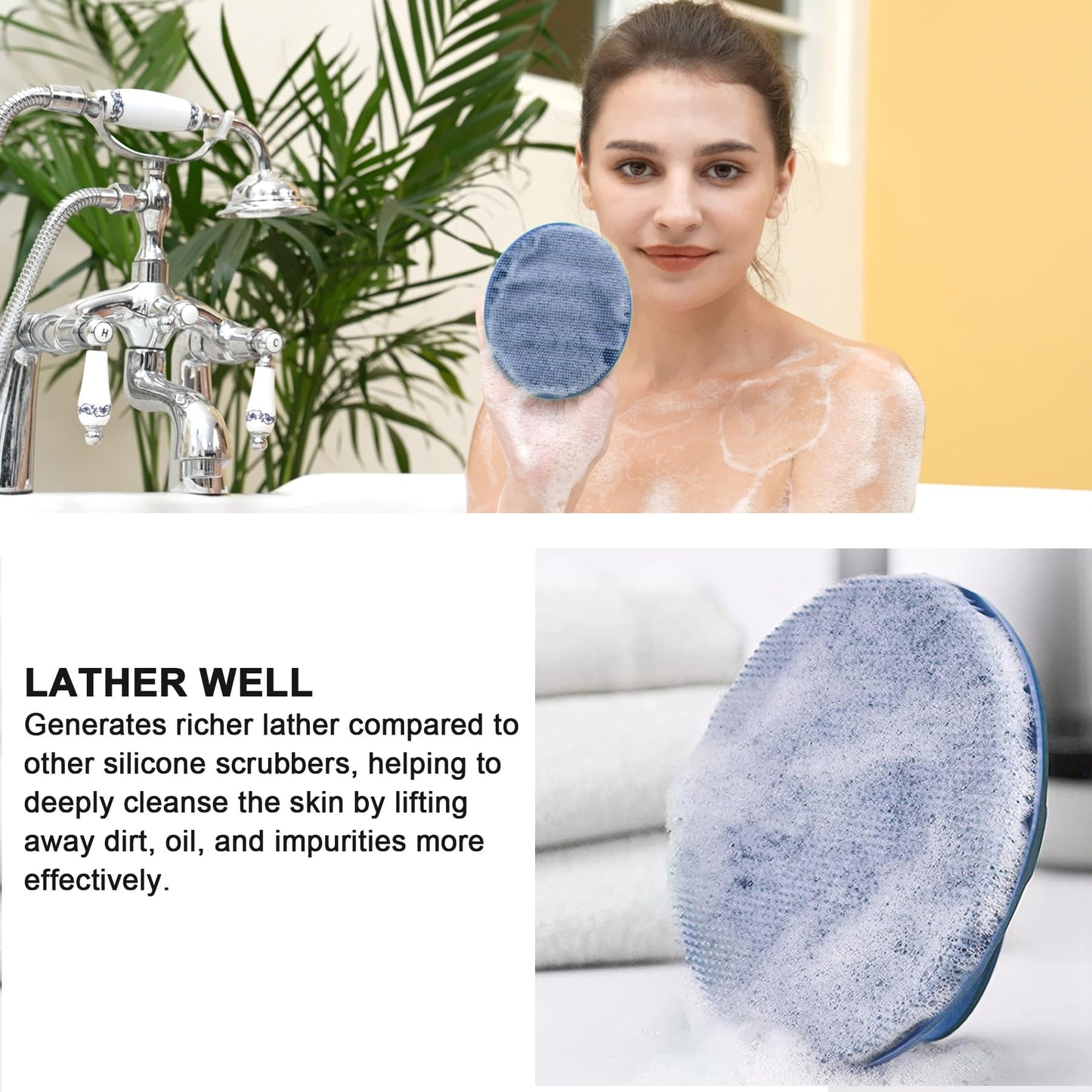 Food-Grade Soft Silicone Body Cleansing Brush Shower Scrubber, Gentle Exfoliating and Massage for All Kinds of Skin (Dark Blue) Beauty & Personal Care INNERNEED