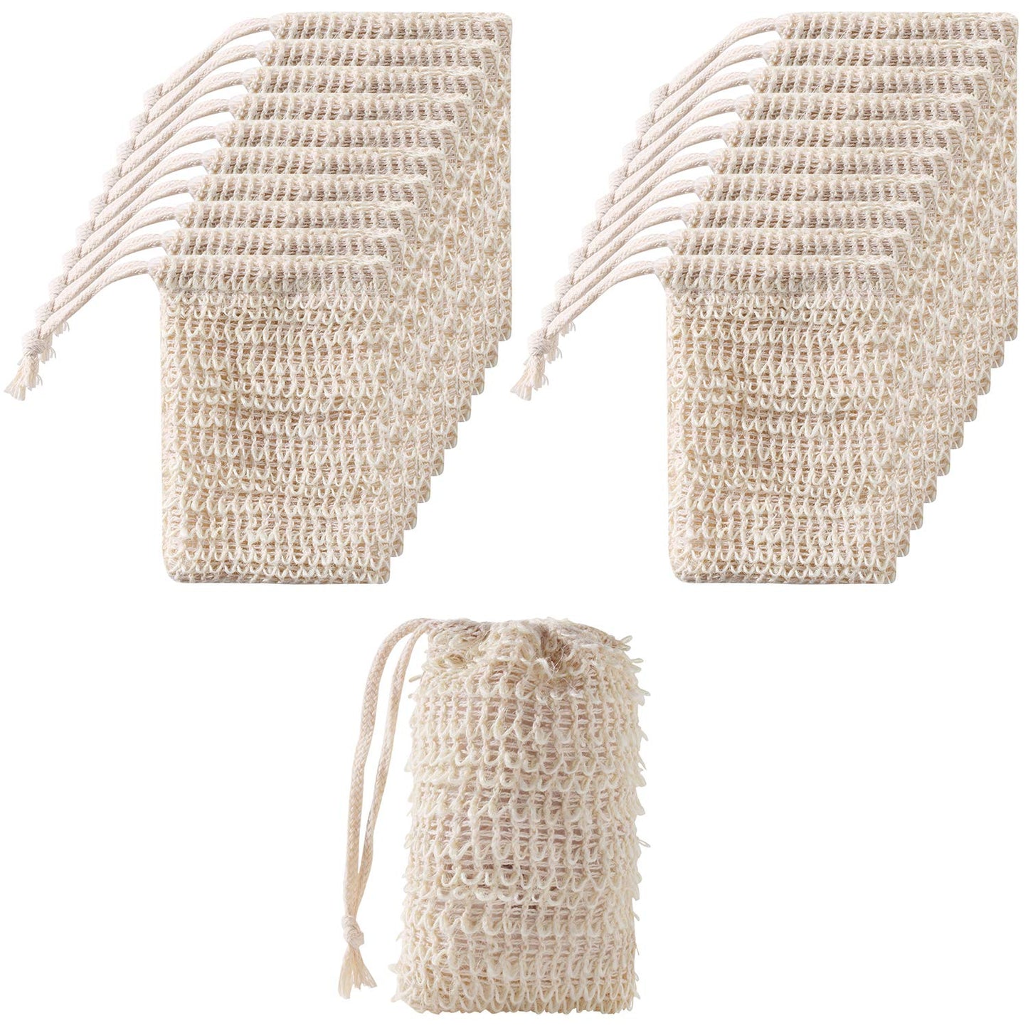 Trounistro 30 Pack Soap Exfoliating Bags Pouch Soap Saver Natural Ramie Mesh Soaps Bag Hand Made Soaps Bag with Drawstring for Bath & Shower Use Beauty & Personal Care Trounistro