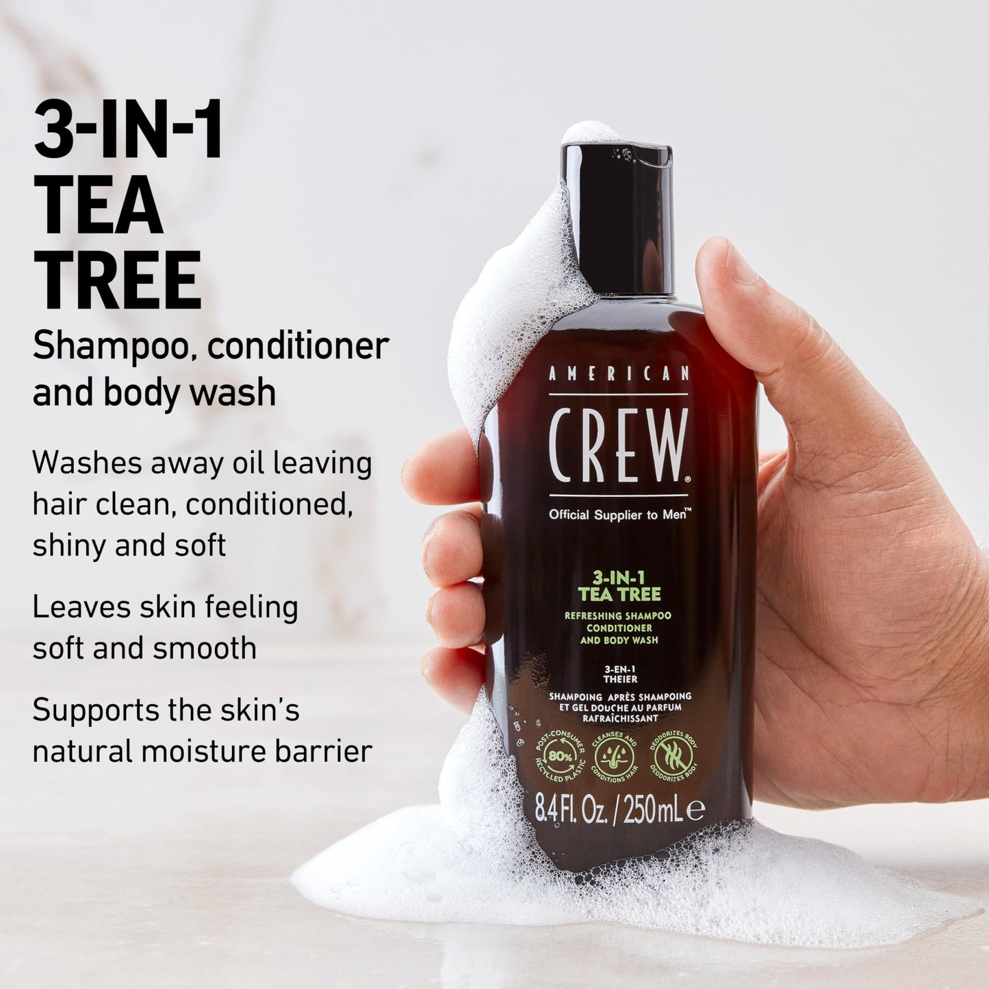 American Crew Shampoo, Conditioner & Body Wash for Men, 3-in-1, Tea Tree Scent, 15.2 Fl Oz Beauty & Personal Care AMERICAN CREW