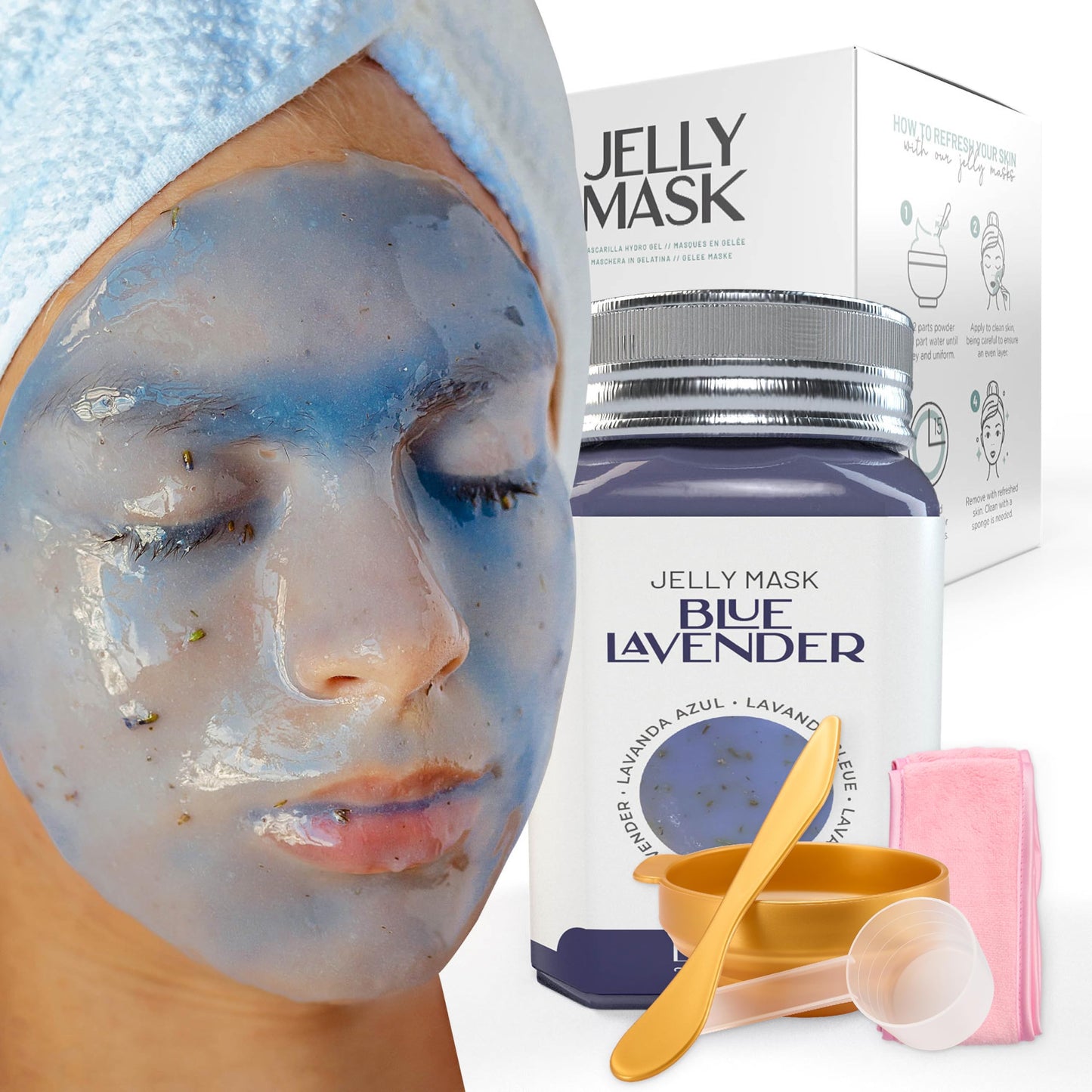 BRÜUN Jelly Mask Jar Blue Lavender Peel-Off Face Care Rubber Mask | 23 fl oz Skin Care Moisturizing Gel Mask Jar Spa Set Beauty & Personal Care BRÜUN