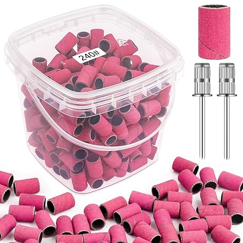 Rolybag Sanding Bands for Nail Drill 240 Grit Extreme Fine Nail Sanding Bands 200Pcs Pink Professional Sanding Bands and 2Pcs Nail Drill Bits Beauty & Personal Care Rolybag