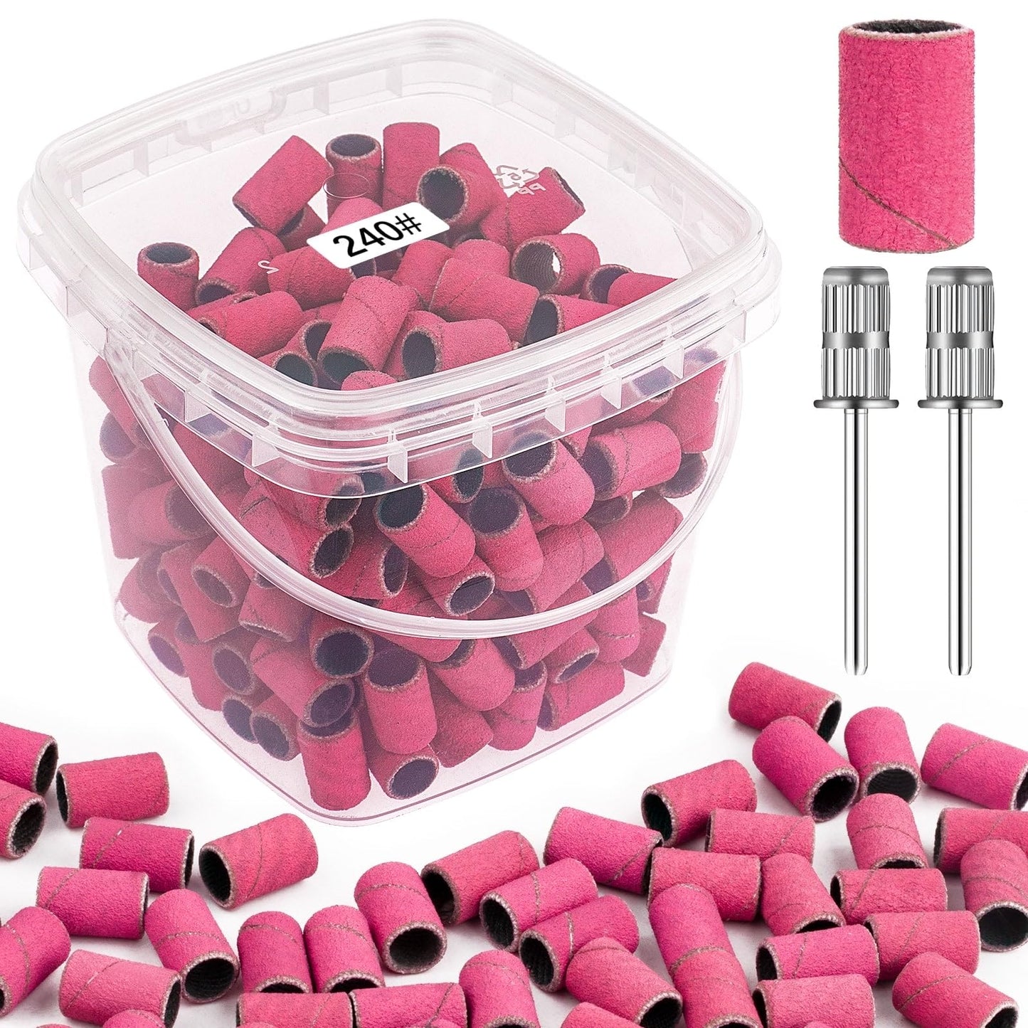 Rolybag Sanding Bands for Nail Drill 240 Grit Extreme Fine Nail Sanding Bands 200Pcs Pink Professional Sanding Bands and 2Pcs Nail Drill Bits Beauty & Personal Care Rolybag