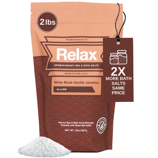 Relax Spa & Bath Aromatherapy Bath Salts for Hot Tub, Bath, or Spa, 2LB Bag Infused with Magnesium, Bath Salt for Soaking, White Musk Vanilla Jasmine Beauty and Personal Care Relax Spa & Bath