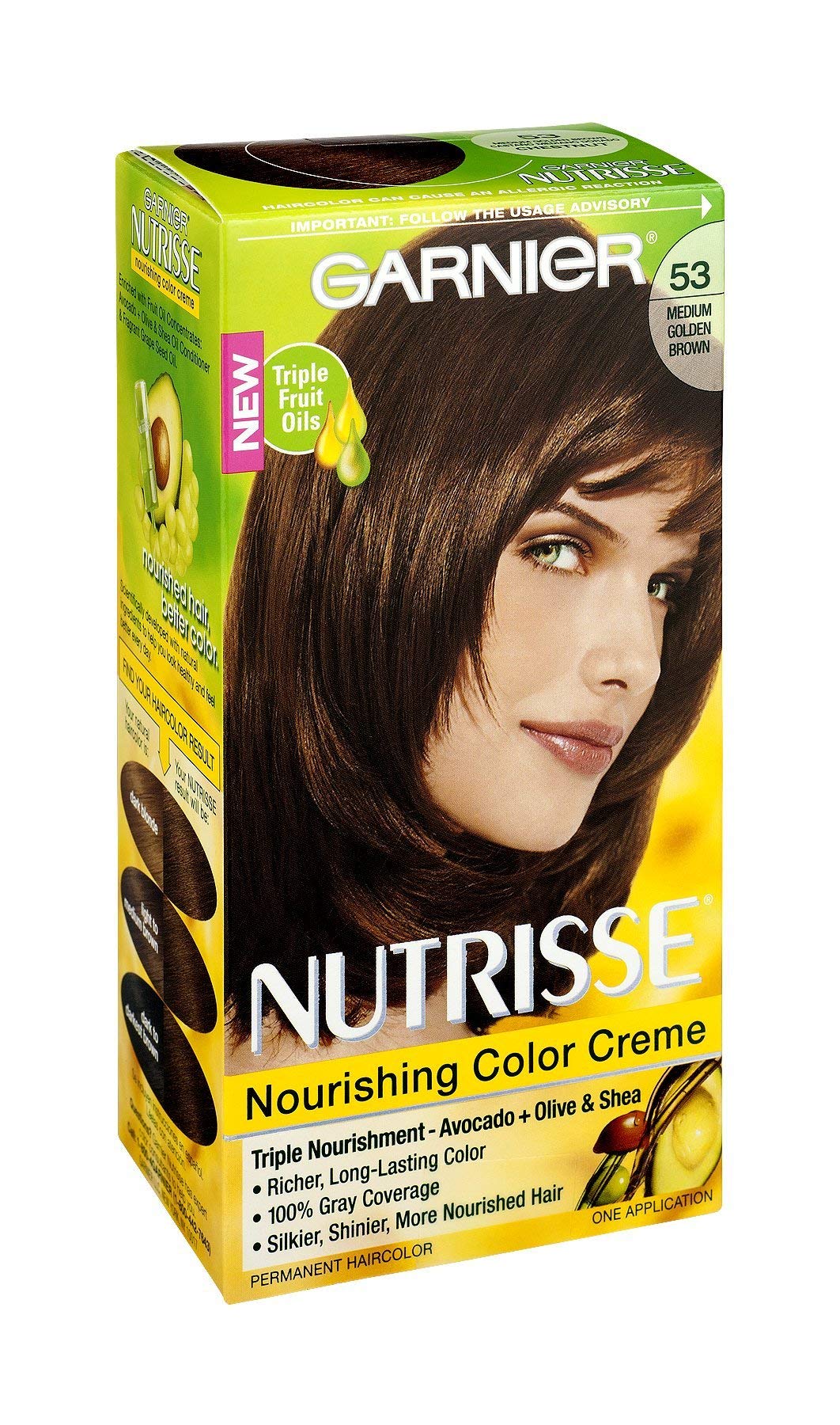 Garnier Nutrisse Nourishing Color Creme, 53 Medium Golden Brown, One Application, 1 Count (Pack of 12) Beauty & Personal Care Garnier