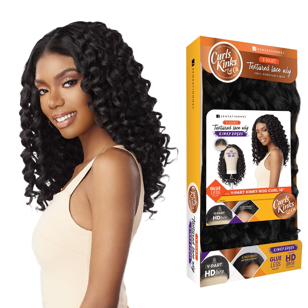Sensationnel Curls Kinksandco Kinkyedges Wig-Kinky Rod Curl 18 Inch, F1B/BG