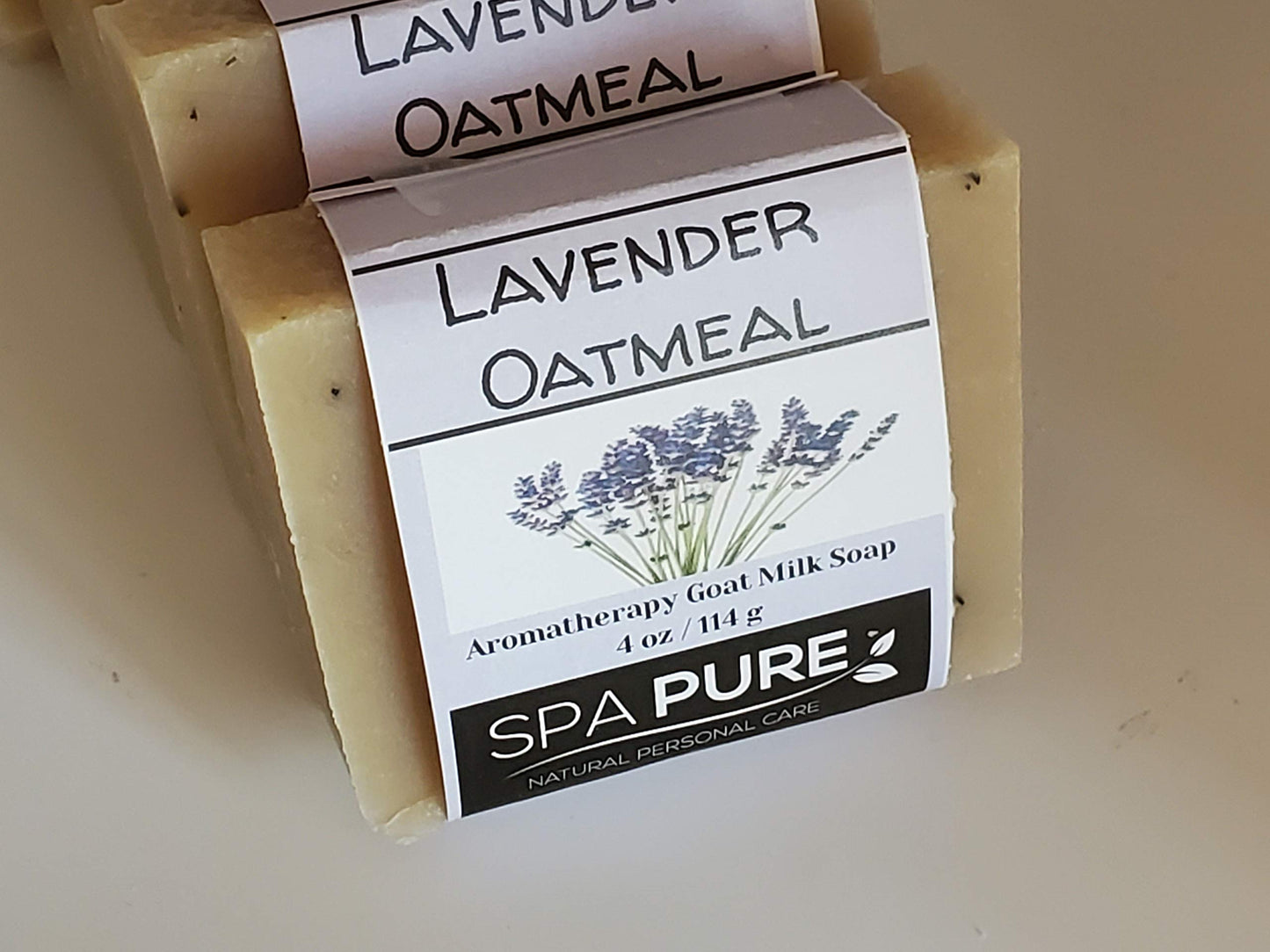 Spa Pure Aromatherapy Goatmilk Soap, Lavender Oatmeal, plant based ingredients, Lavender essential oil, all natural, 4.5 oz each (Lavender Oatmeal) Beauty & Personal Care Spa Pure
