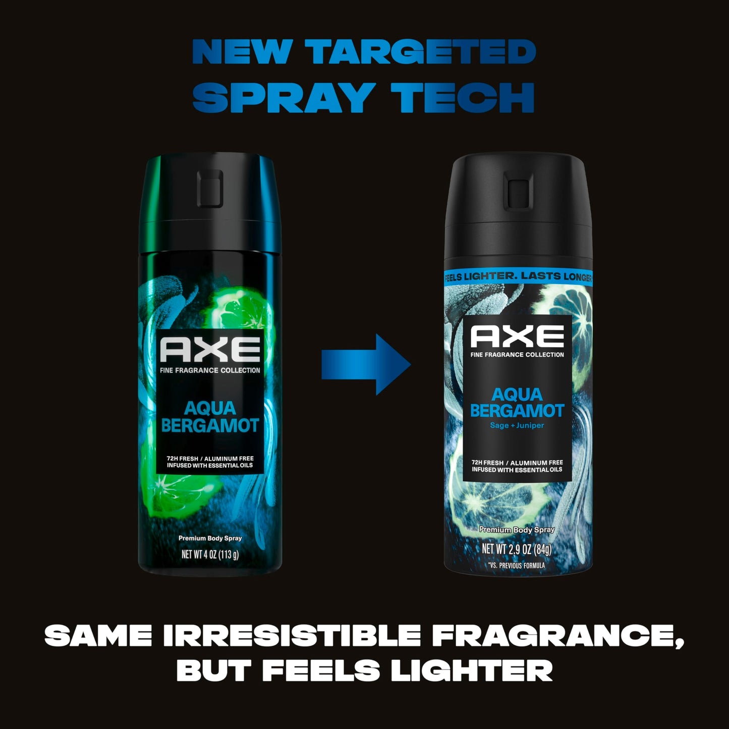 AXE Fine Fragrance Collection Body Spray Aqua Bergamot 72 Hour Freshness Aluminum Free 2.9 oz Beauty and Personal Care AXE