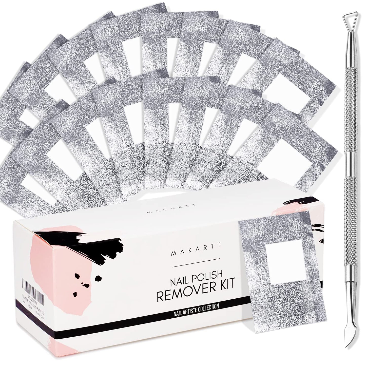 Makartt Nail Polish Remover Set - 200 pcs Foil Nail Wraps with Cuticle Pusher, Soak Off Foils for Gel Remover with Lint-Free Larger Cotton Pads Beauty & Personal Care Makartt