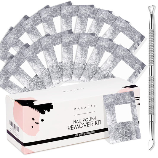 Makartt Nail Polish Remover Set - 200 pcs Foil Nail Wraps with Cuticle Pusher, Soak Off Foils for Gel Remover with Lint-Free Larger Cotton Pads Beauty & Personal Care Makartt