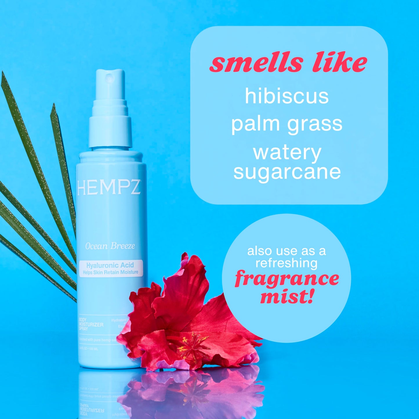 Hempz Ocean Breeze Body Moisturizer Spray, Hydrating Lightweight Mist with Hyaluronic Acid, Travel Friendly, 3.4 fl.oz. Beauty & Personal Care Hempz