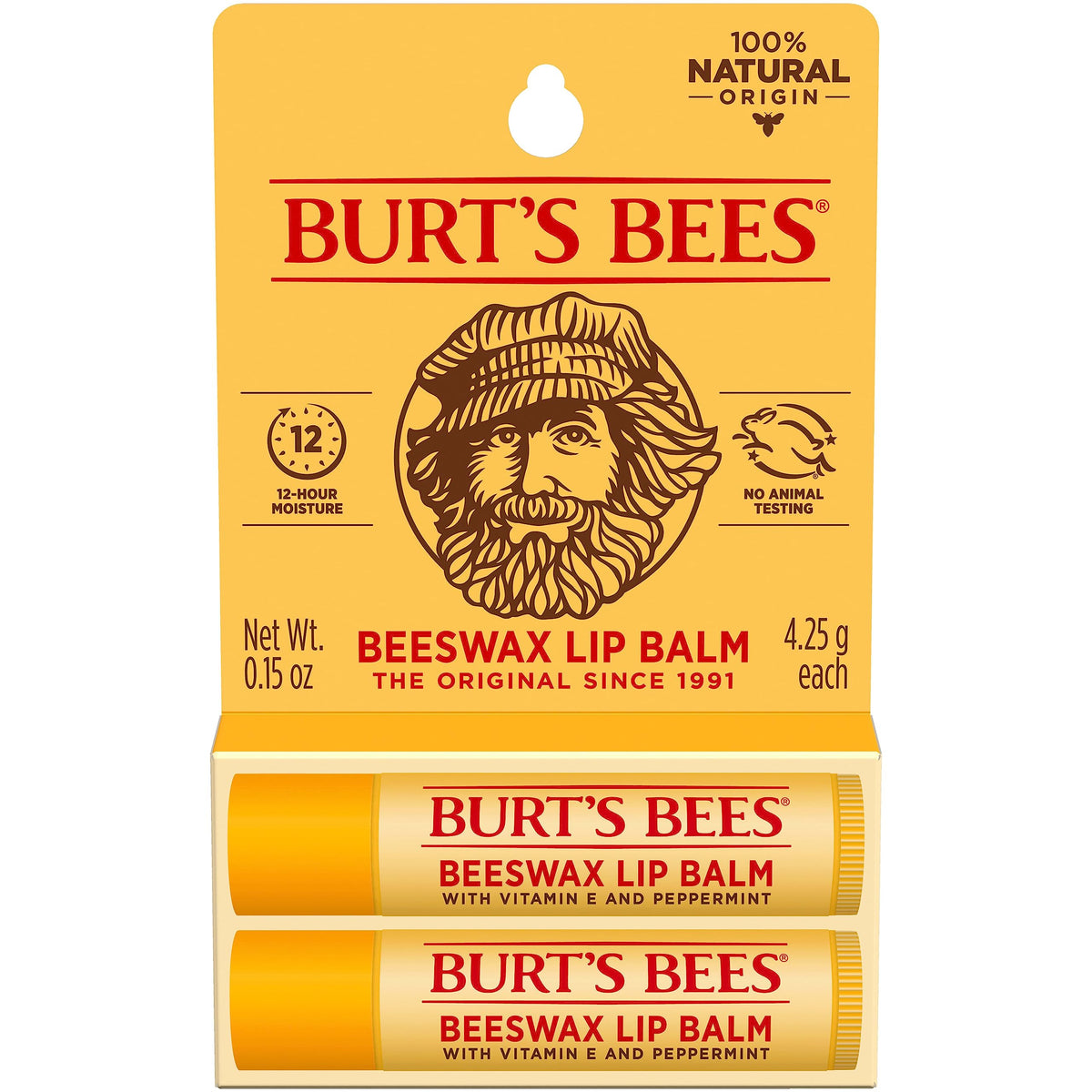 Burt's Bees Lip Balm - Original Beeswax, Lip Moisturizer With Responsibly Sourced Beeswax, Tint-Free, Natural Origin Conditioning Treatment, 2 Tubes Beauty & Personal Care Burt's Bees