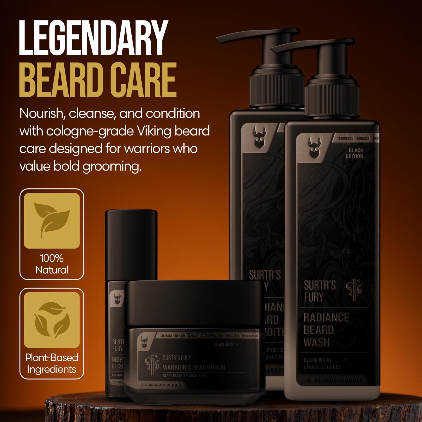 The Beard Growth Kit - Essential Grooming Set with Balm, Oil, Wash & Conditioner for Men - Surtr's Fury Platinum Collection Beauty and Personal Care The Beard Struggle