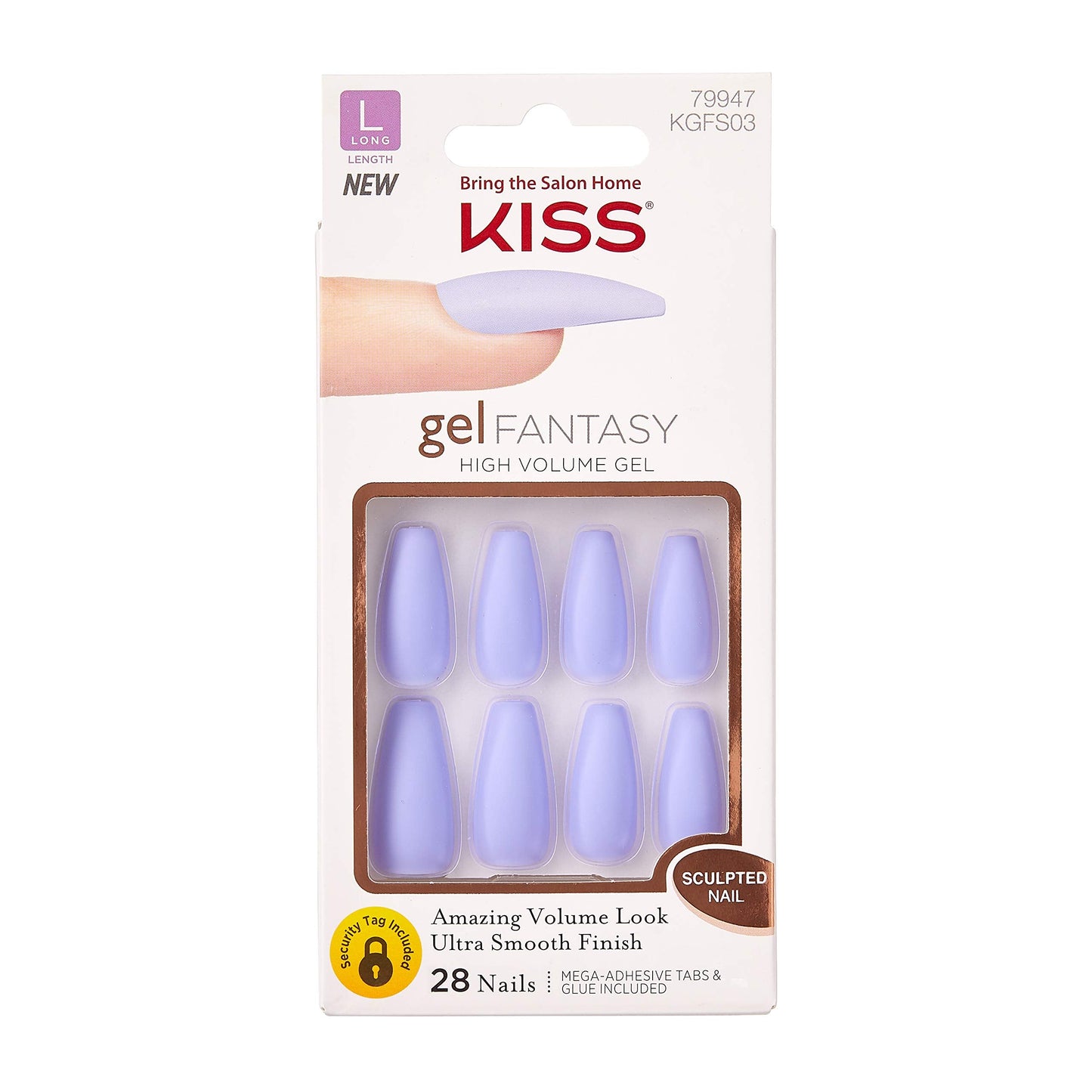 KISS Gel Fantasy Ready-to-Wear Press-On Sculpted Gel Nails, “Night After”, Long, Purple, High Arch Nail Kit with Pink Nail Glue, Manicure Stick, Mini Beauty & Personal Care KISS