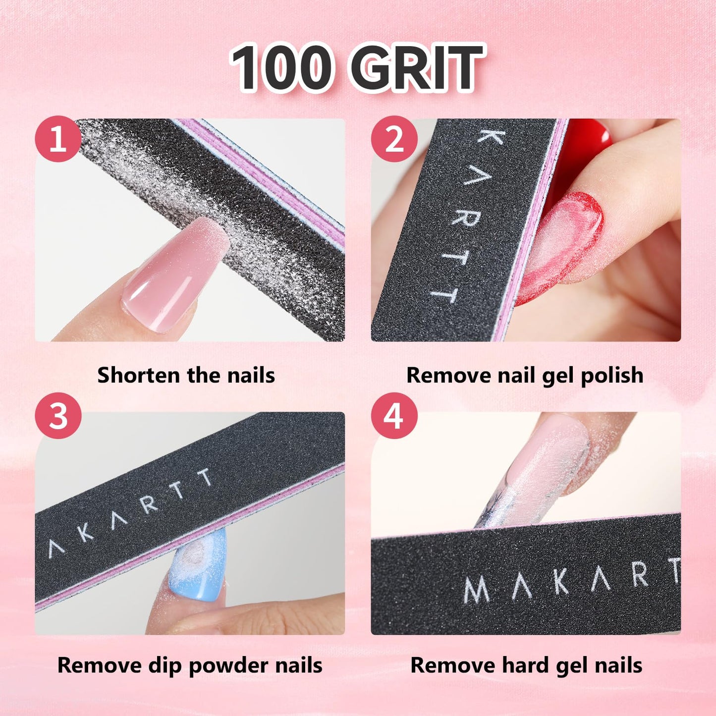 Makartt Nail File - 100/180 Grit Emery Boards for Nails, Professional Nail Files, 10pcs Double Sides Black Coarse Fingernail Filer for Acrylic Beauty & Personal Care Makartt