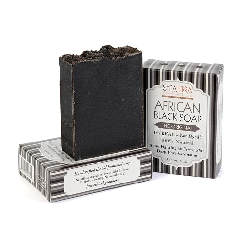 Shea Terra Organics Authentic African Black Soap Bar| Non Toxic All Natural Black Soap Full Body Wash that Cleanse, Refine, Firm Skin, Remove Acne Beauty & Personal Care Shea Terra Organics