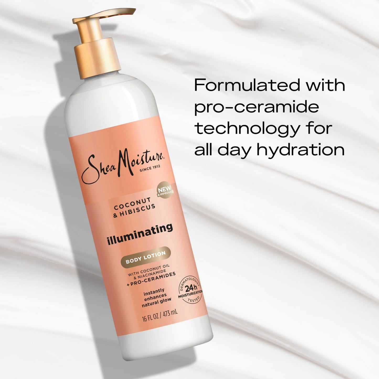 SheaMoisture Illuminating Body Lotion with Coconut Oil, Hibiscus, Niacinamide and Pro-Ceramides, Instantly Enhancing Skin's Natural Glow, 24H Beauty & Personal Care Shea Moisture