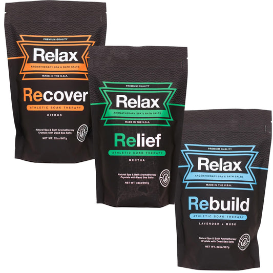 Relax Spa & Bath, Epsom & Dead Sea Salts, Aromatherapy Bath Salts for Hot Tub, Bath, or Spa, Infused with Magnesium, 3 Pack, Athletic Soak Therapy Beauty and Personal Care Relax Spa & Bath