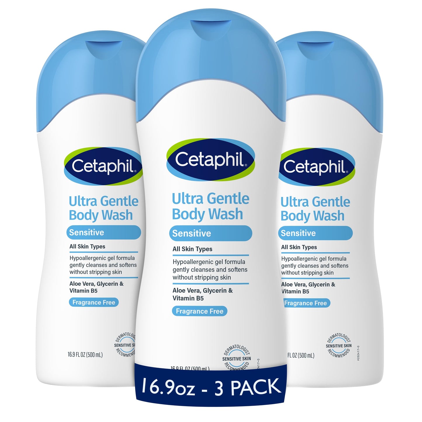 Cetaphil Ultra Gentle Body Wash, For Dry to Normal, Sensitive Skin, 16.9oz Pack of 3, Aloe Vera, Vitamin B5, Hypoallergenic, Paraben Free, Fragrance Beauty & Personal Care Cetaphil