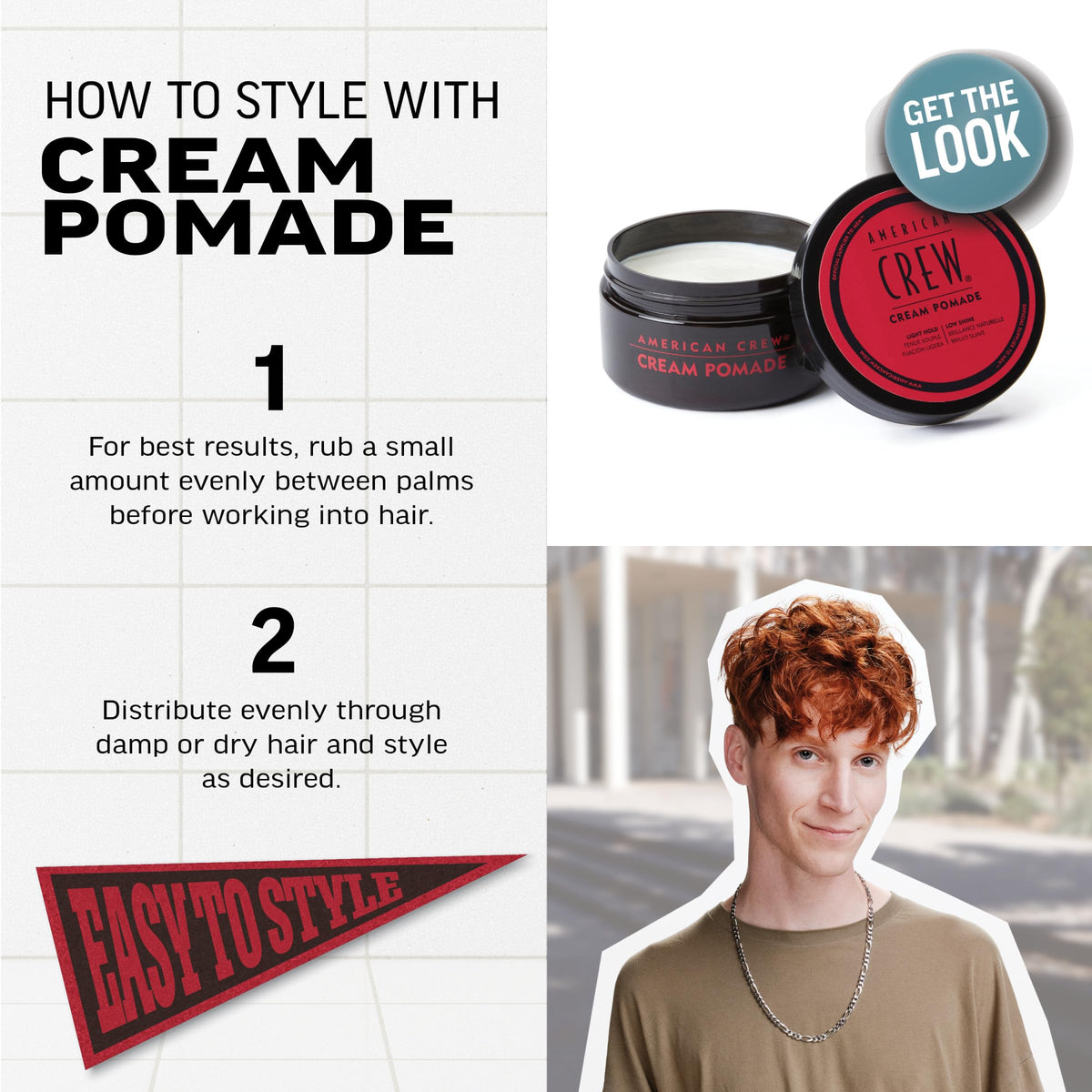 American Crew Men's Hair Cream Pomade, Like Styling Gel with Light Hold & Low Shine, Stocking Stuffer for Him, 3 oz Beauty & Personal Care AMERICAN CREW
