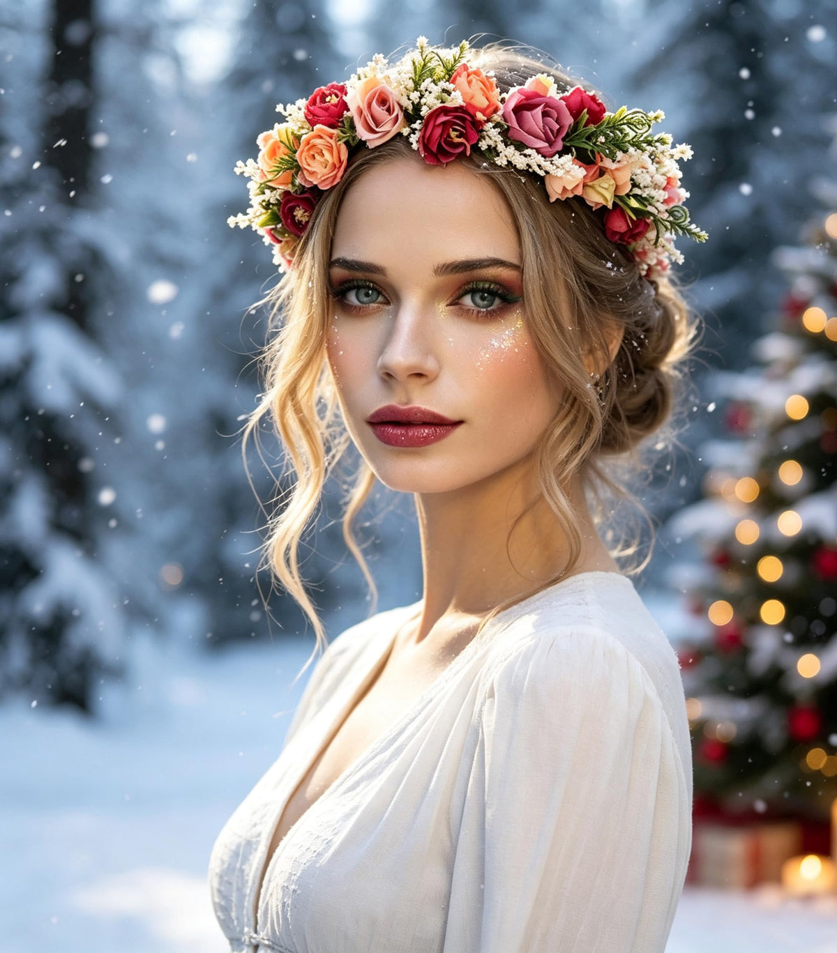 LLinfflr Floral Garland Crown Rose Headband Flower Halo Headpiece Rosy