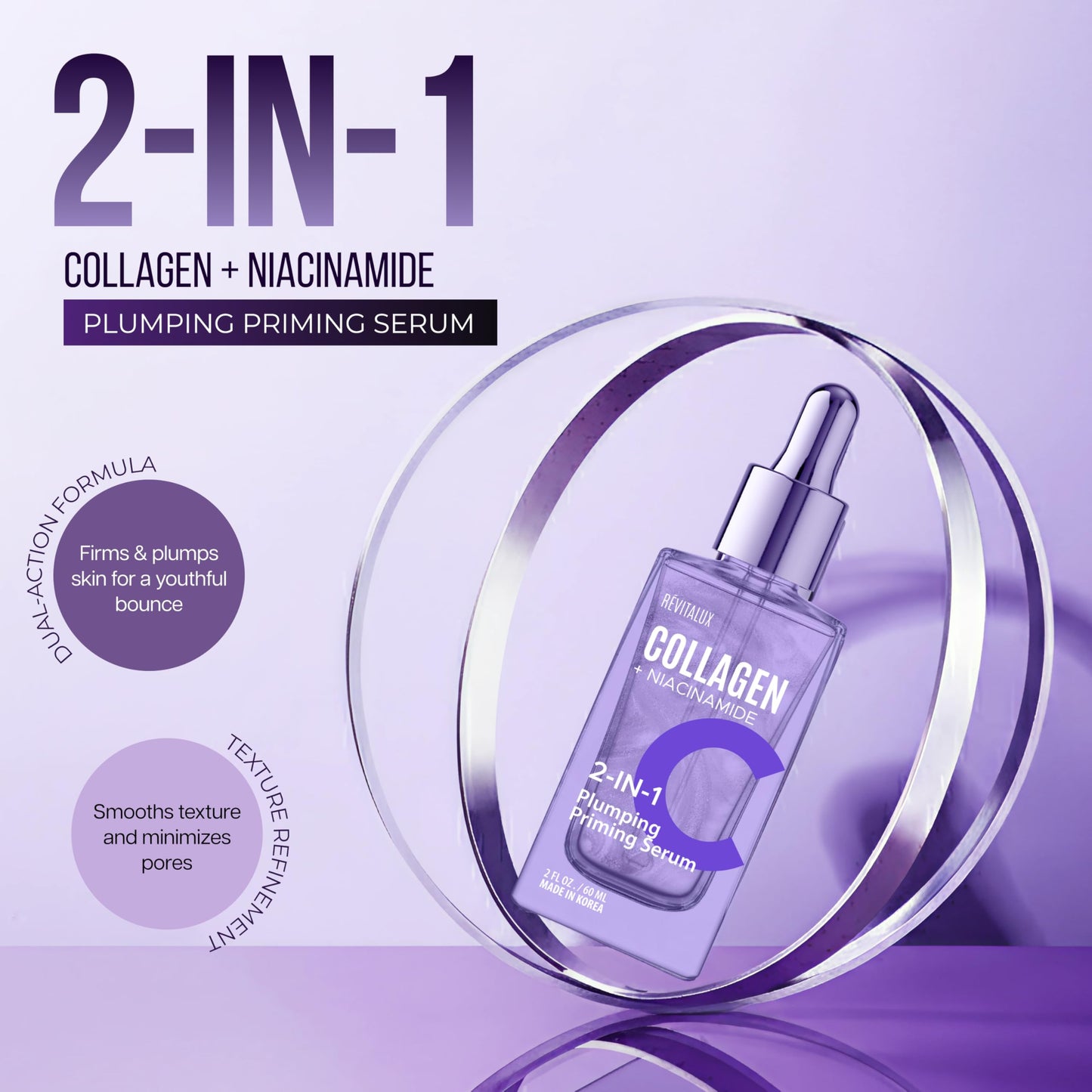 RevitaLux Collagen & Niacinamide 2-in-1 Serum - Hydrating & Firming, Skin-Revitalizing Formula for a Radiant Glow - Korean Face Serum for All Skin Beauty & Personal Care RevitaLux