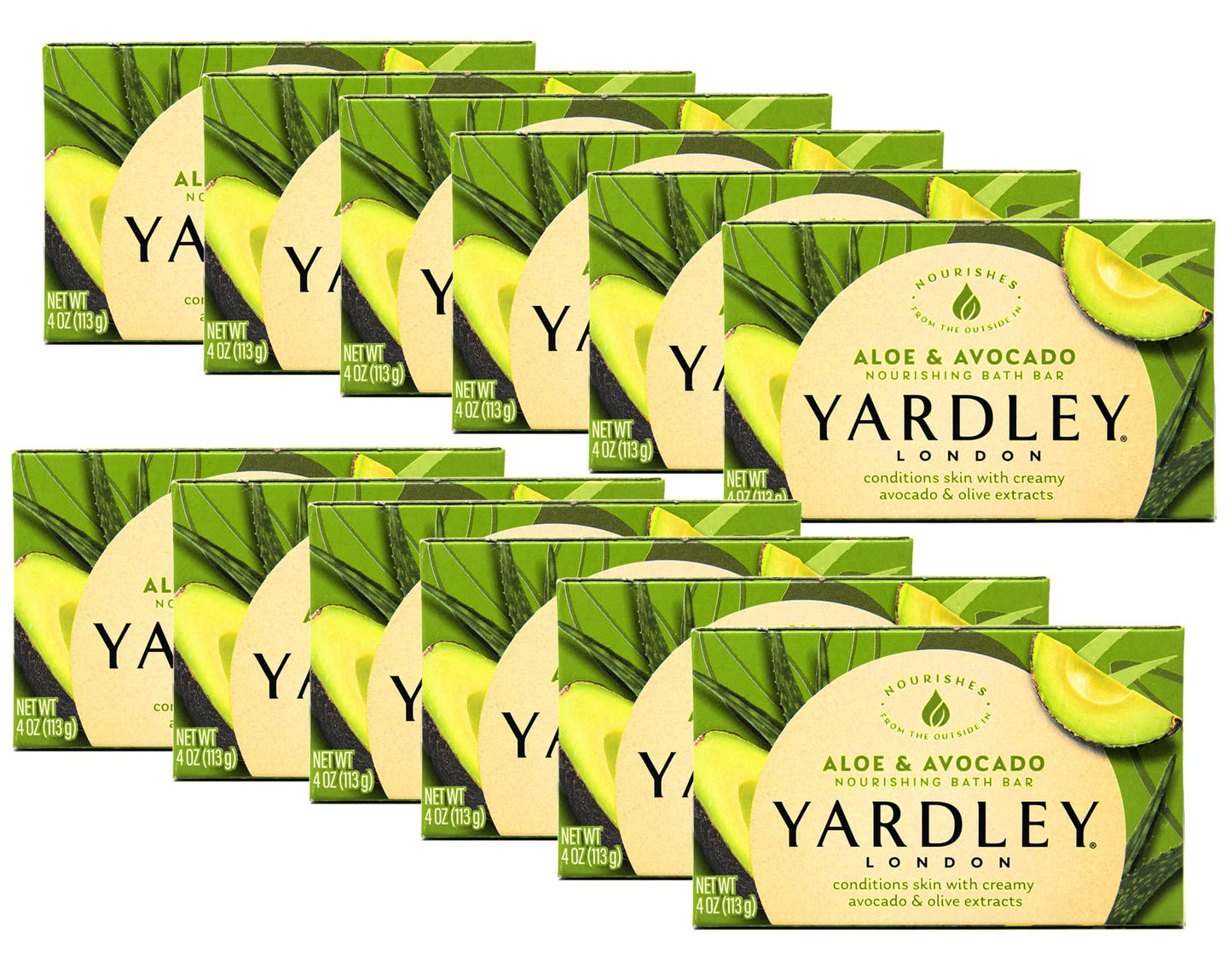 Yardley London Aloe and Avocado Naturally Moisturizing Bath Bar 4.0 oz (Pack of 12) Beauty & Personal Care Yardley