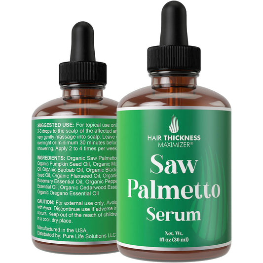 Saw Palmetto Serum for Hair Growth: Rosemary, Peppermint, Pumpkin Seed Oils. Vegan Thickening, Moisturizing, Strengthening Treatment for Women, Men Beauty & Personal Care Hair Thickness Maximizer