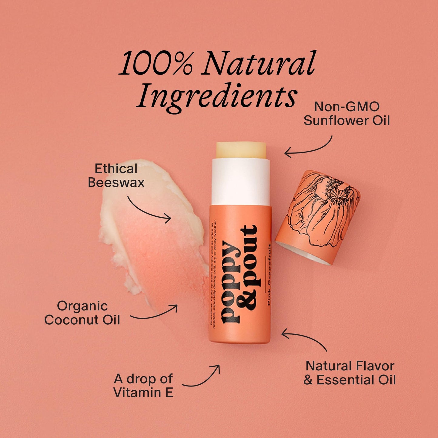 Poppy & Pout Lip Care Set - Lip Balm & Scrub - Sustainable Cardboard Tubes & Glass Jars, All Natural, Beeswax, Coconut Oil, Cruelty Free, Exfoliating Beauty and Personal Care Poppy & Pout
