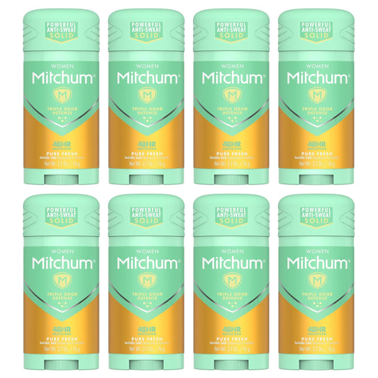 Mitchum Women Triple Odor Defense Invisible Solid 48HR Antiperspirant & Deodorant, Pure Fresh, 2.7 OZ - 8 Pack Beauty and Personal Care Mitchum