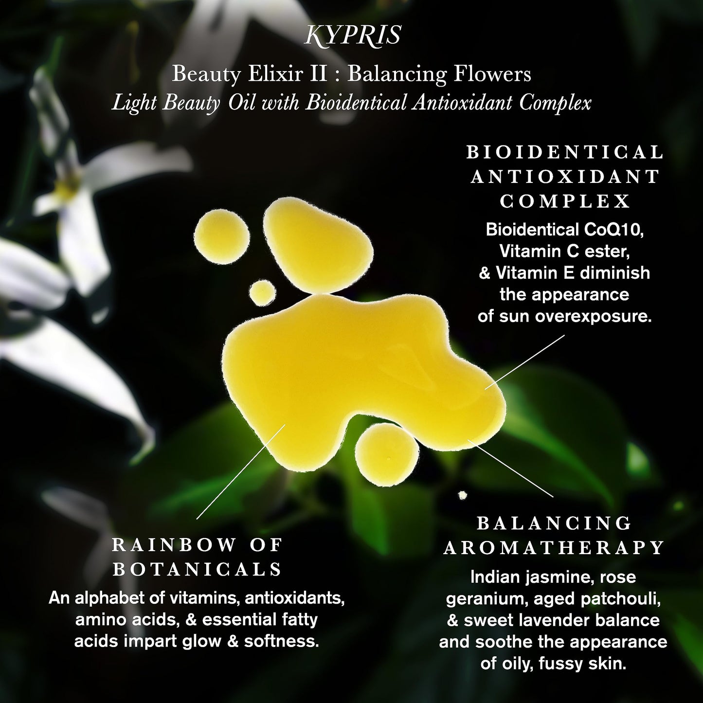 KYPRIS, Beauty Elixir II: Balancing Flowers Moisturizing Face Oil, Bioidentical Antioxidant Complex w CoQ10 & Vitamin C Ester THD Jasmine Lavender… Beauty & Personal Care KYPRIS