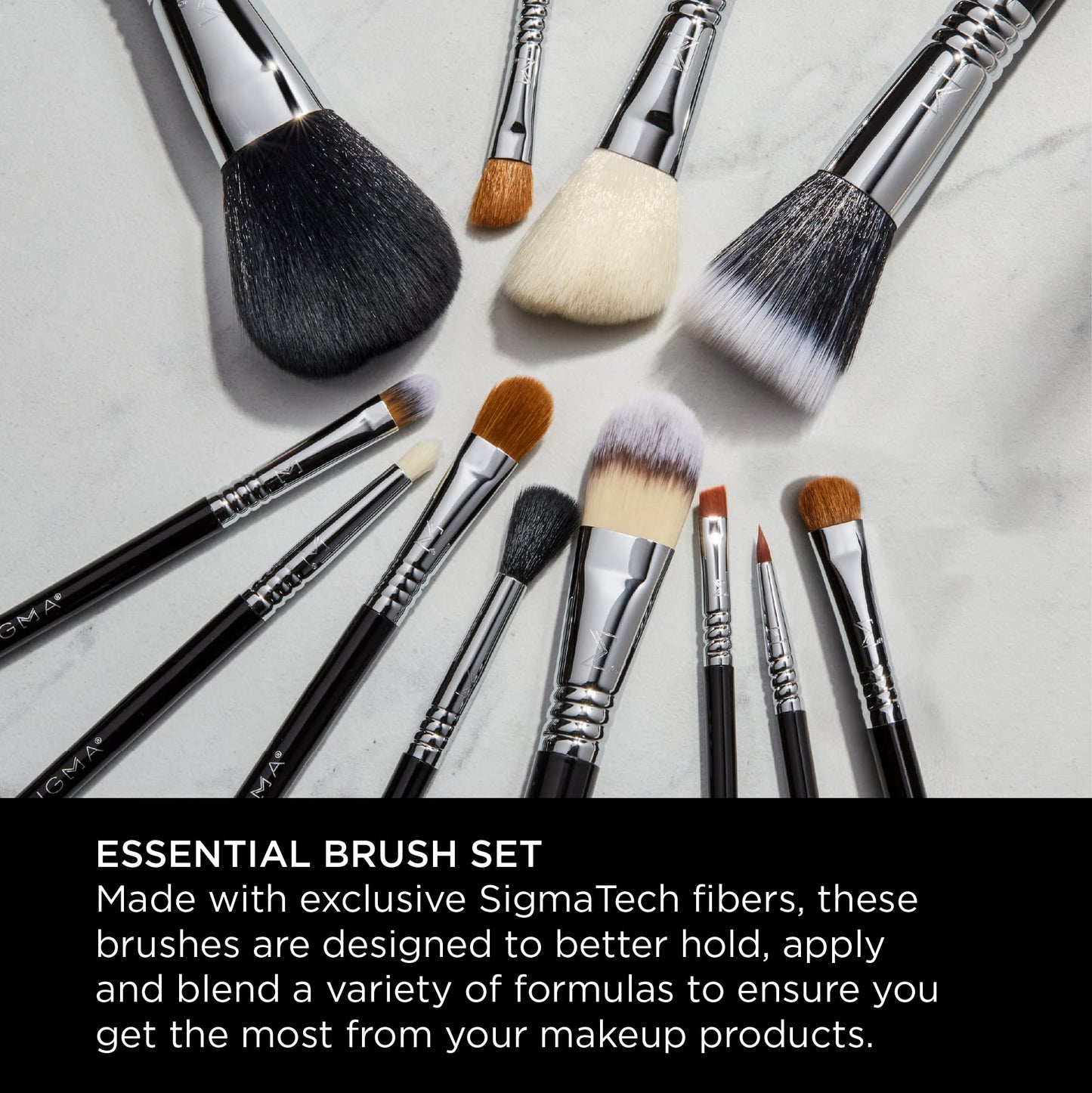 Sigma Beauty Essential Makeup Brushes Set - Professional Grade Makeup Brush Set with Premium Fibers and Sleek, Durable Handles for Face & Eyes Beauty & Personal Care Sigma Beauty