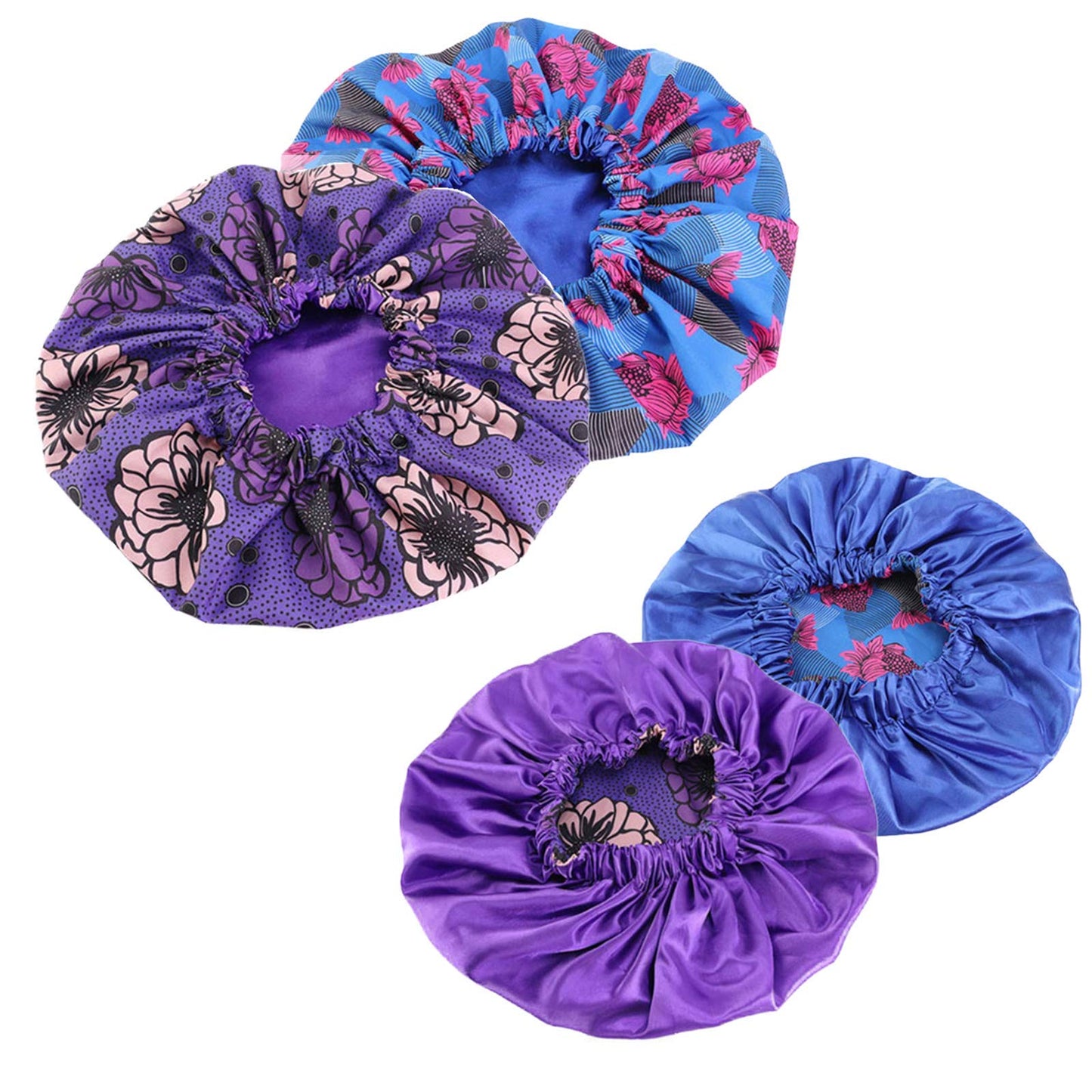 Qianmome Women Double-Layer Extra Large Print Satin Bonnet Sleep Cap African Pattern Fabric Ankara Bonnets Beauty and Personal Care Qianmome