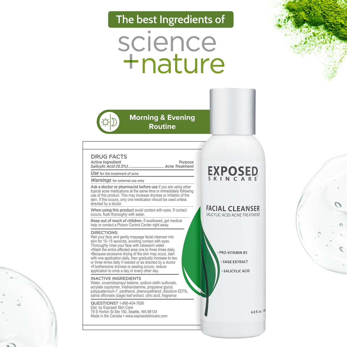 Exposed Skin Care, Acne Facial Cleanser with 0.5% Salicylic Acid for Sensitive and Acne-Prone Skin - Gentle Daily Face Wash for Breakout, Blackhead Beauty & Personal Care Exposed Skin Care