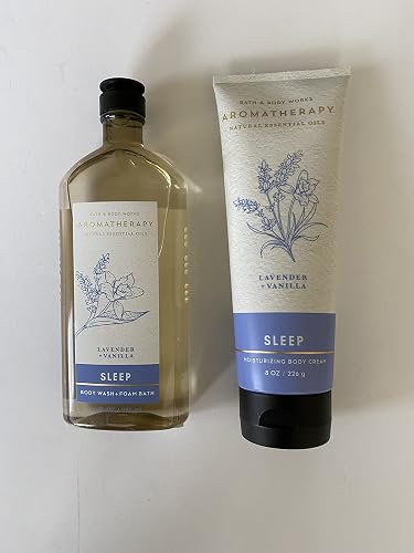 Bath and Body Works - Aromatherapy -Enhances Sleep -LAVENDER VANILLA - Body Wash & Foam Bath and Body Cream - Bundle Beauty & Personal Care Bath & Body Works