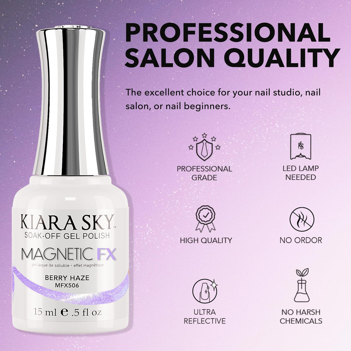KIARA SKY Cat Eye Gel Nail Polish 15ml | Purple Lilac Magnetic FX Gel Polish Soak Off | UV LED Nail Lamp | Metallic Velvet Cat Eye Polish Nail Art