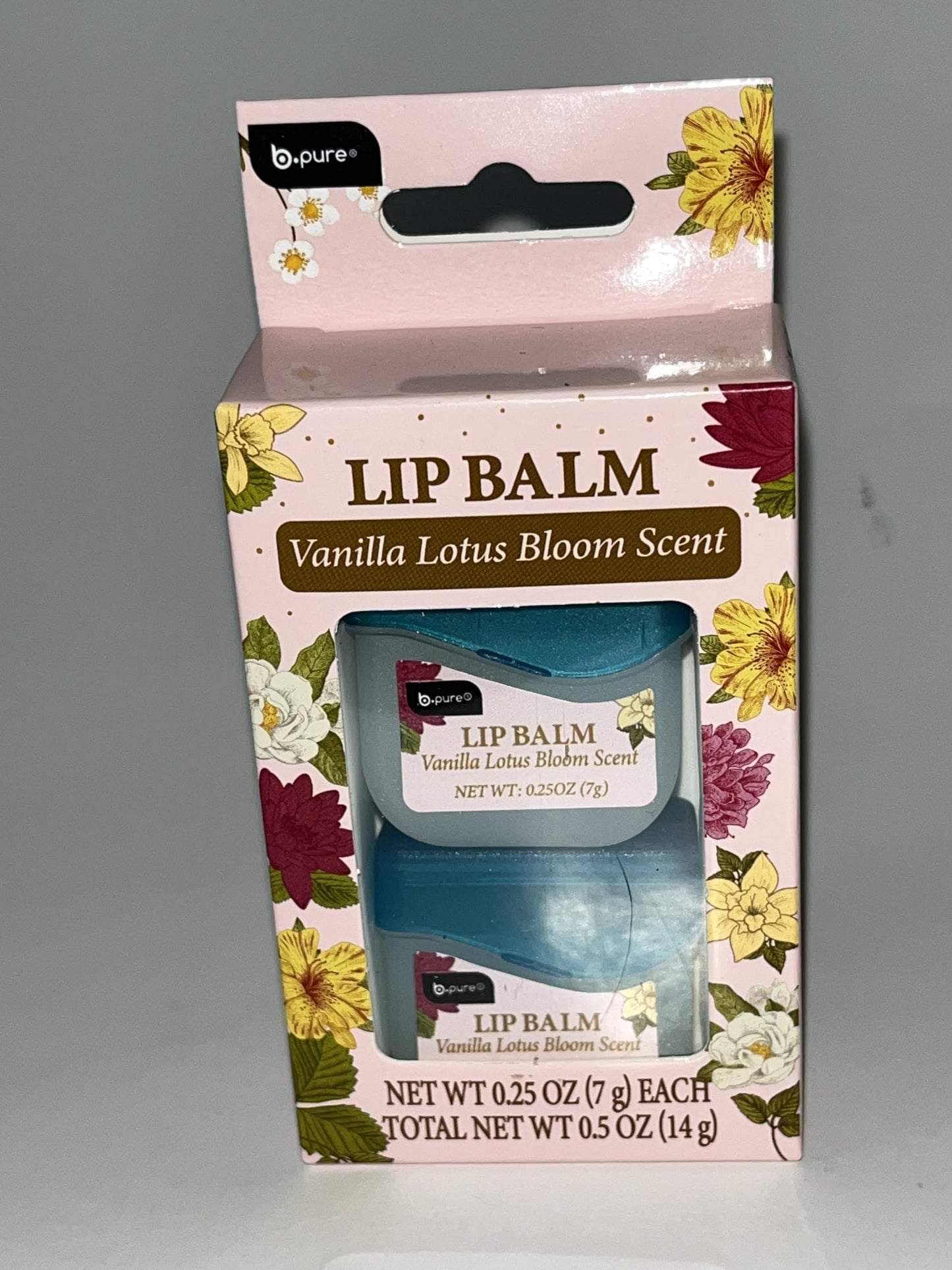 B.pure Lip Balm, Vanilla Lotus Bloom Scent, Moisturizing Formula, 0.25 oz Each, 2 Pack Beauty and Personal Care b.pure