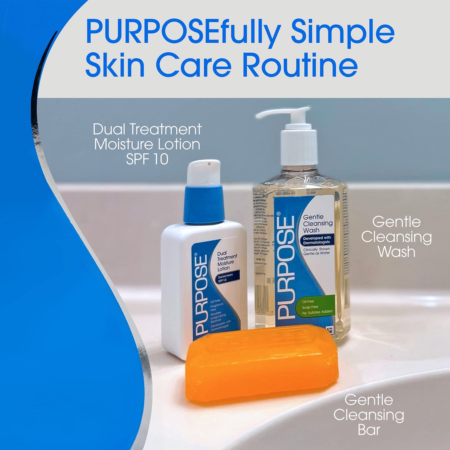 PURPOSE Gentle Cleansing Bar, Gentle As Water, All Skin Types, For Sensitive & Dry Skin, Oil-free, Hypoallergenic, Sulfate-Free, 6 oz Bar Beauty & Personal Care Purpose