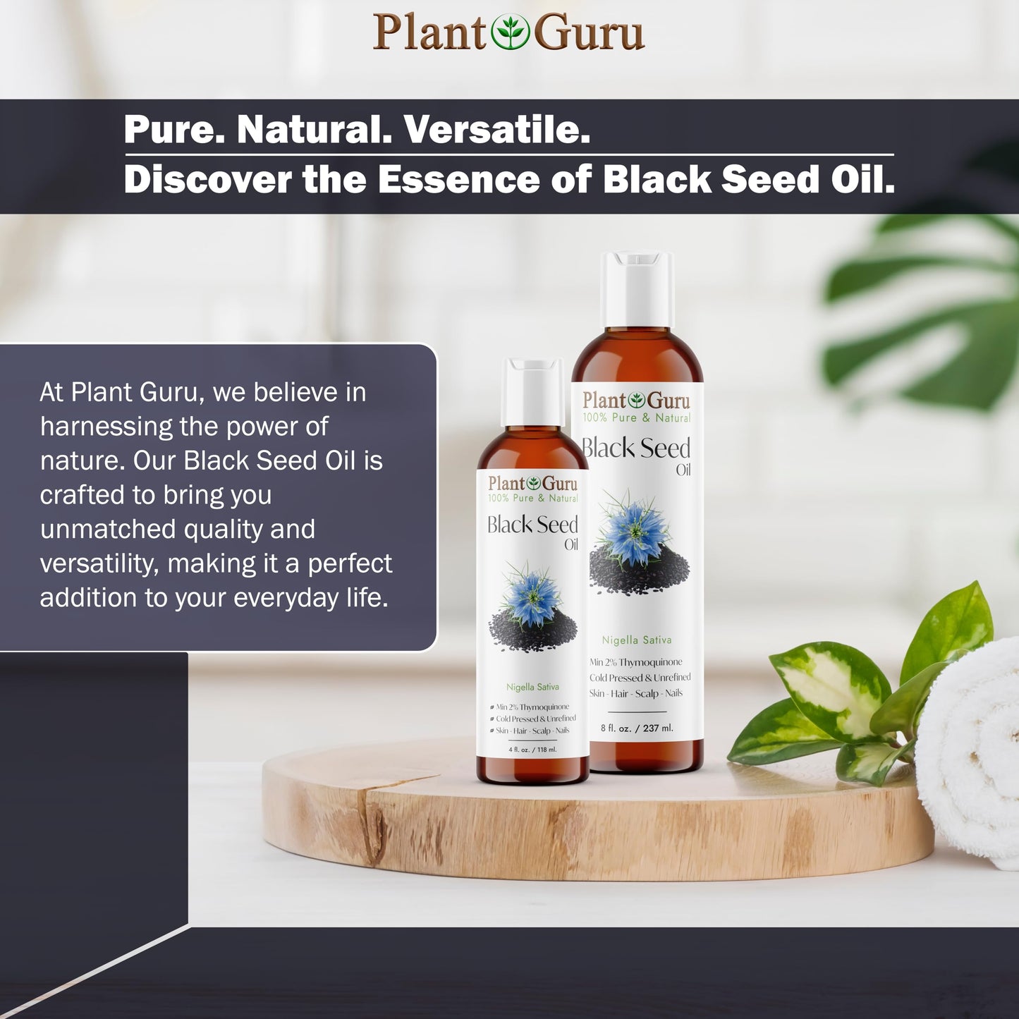 Black Cumin Seed Oil 32 fl. oz. Unrefined Cold Pressed 100% Pure Natural Nigella Sativa Kalonji Oil for Skin Care, Hair Growth, Scalp and Massage. Beauty & Personal Care Plant Guru