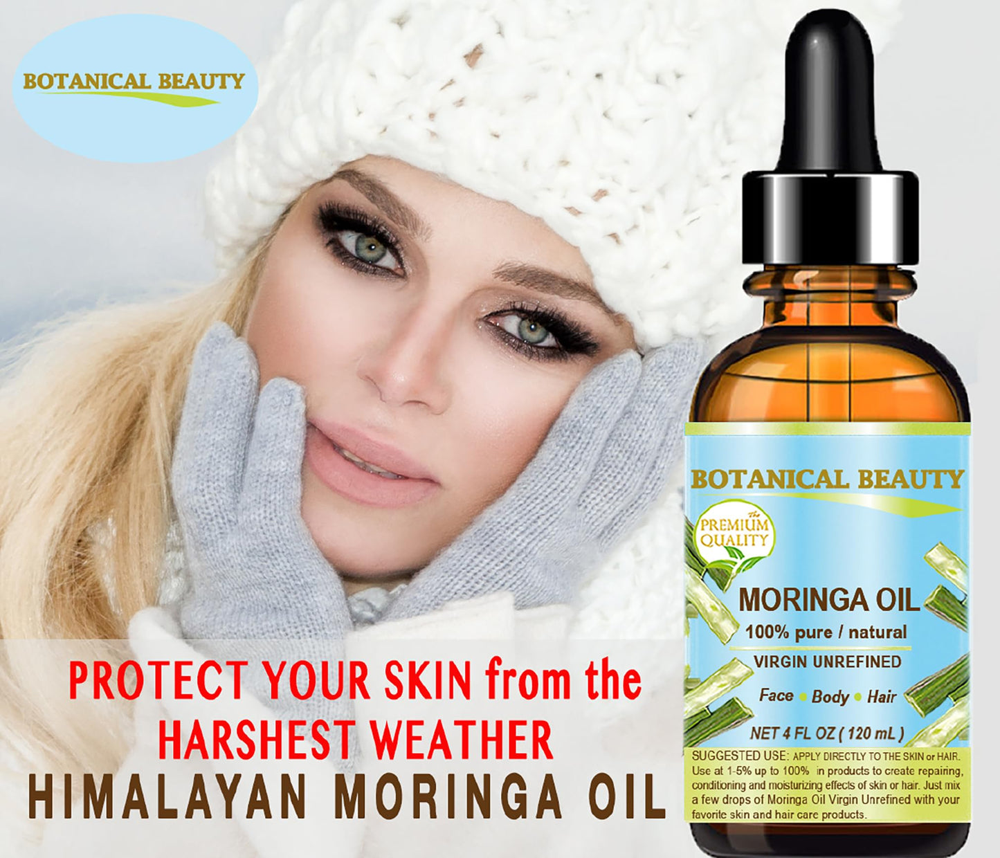 Botanical Beauty MORINGA OIL Moringa oleifera WILD GROWTH Himalayan 100% Pure Natural Undiluted Virgin Unrefined for Face, Skin, Hair, Lip, Nails (2 Beauty & Personal Care Botanical Beauty