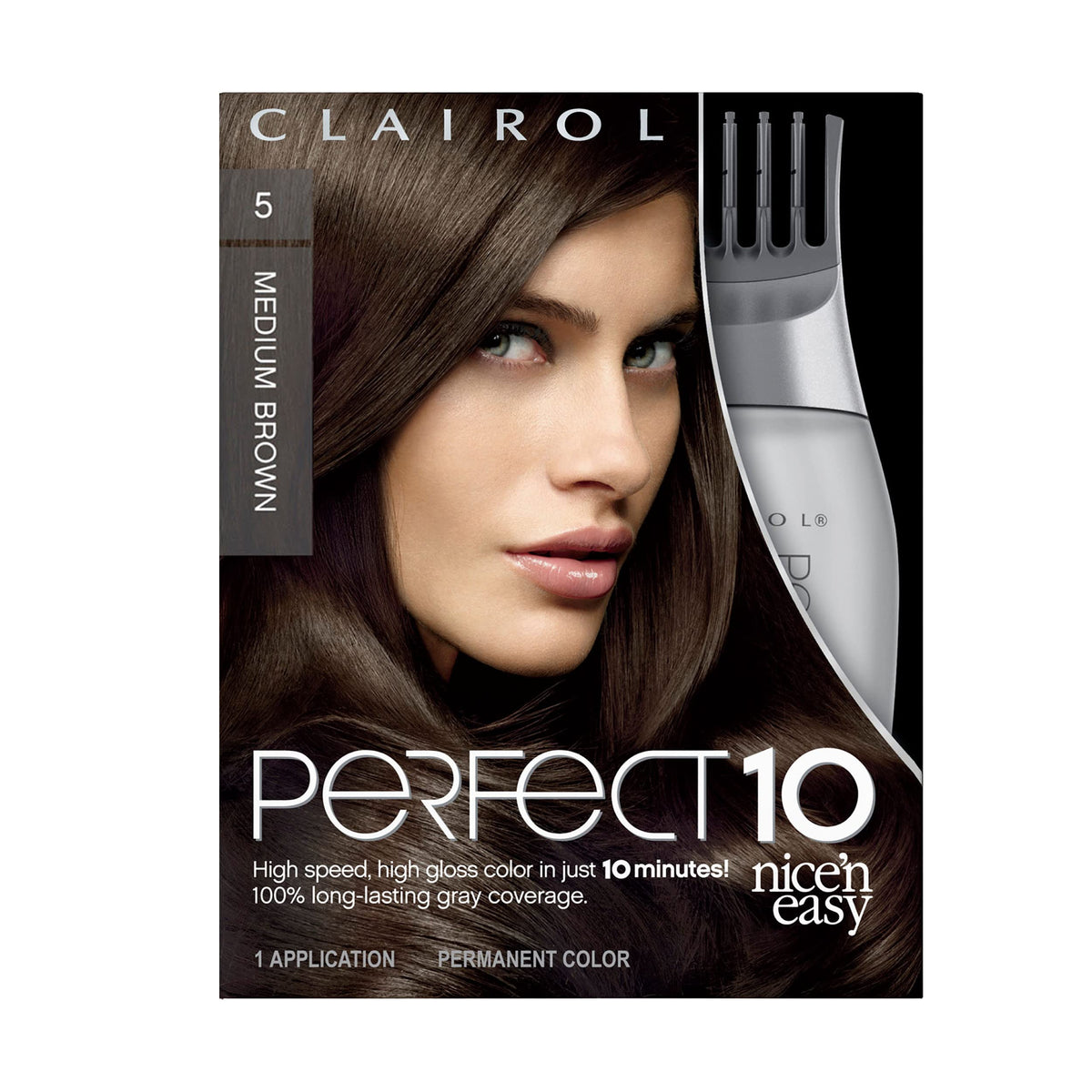 Clairol Nice'n Easy Perfect 10 Permanent Hair Dye, 5 Medium Brown Hair Color, Pack of 1 Beauty & Personal Care Clairol