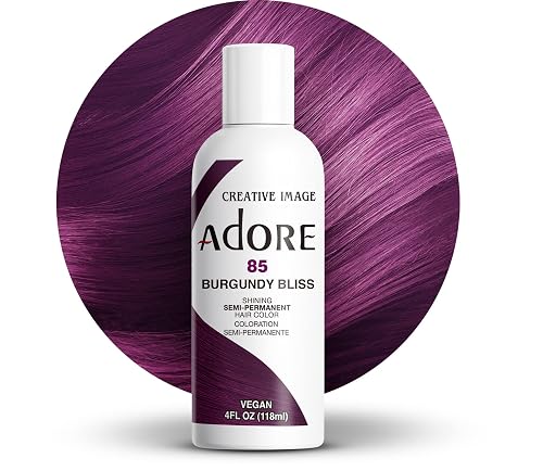 Adore Semi Permanent Hair Color (085 Burgundy Bliss) | Vegan & Cruelty-Free Purple Hair Dye | No Ammonia, No Peroxide, No Alcohol | 4 Fl Oz Beauty & Personal Care Adore
